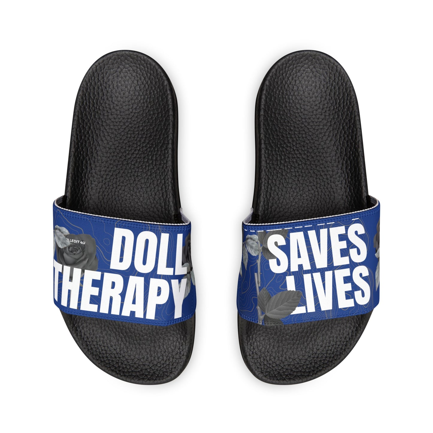 Blue  Doll Therapy Saves Lives Slide Sandals