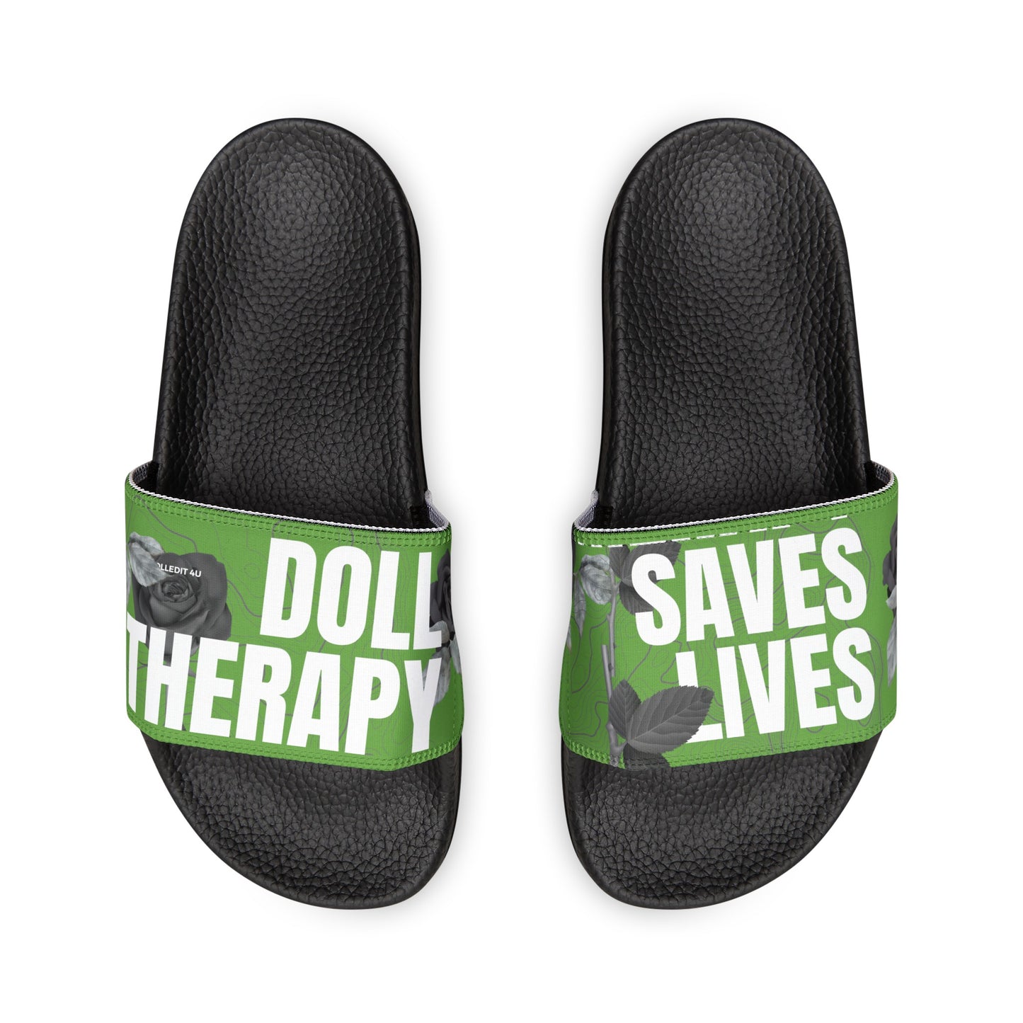 Green Doll Therapy Saves Lives Slide Sandals