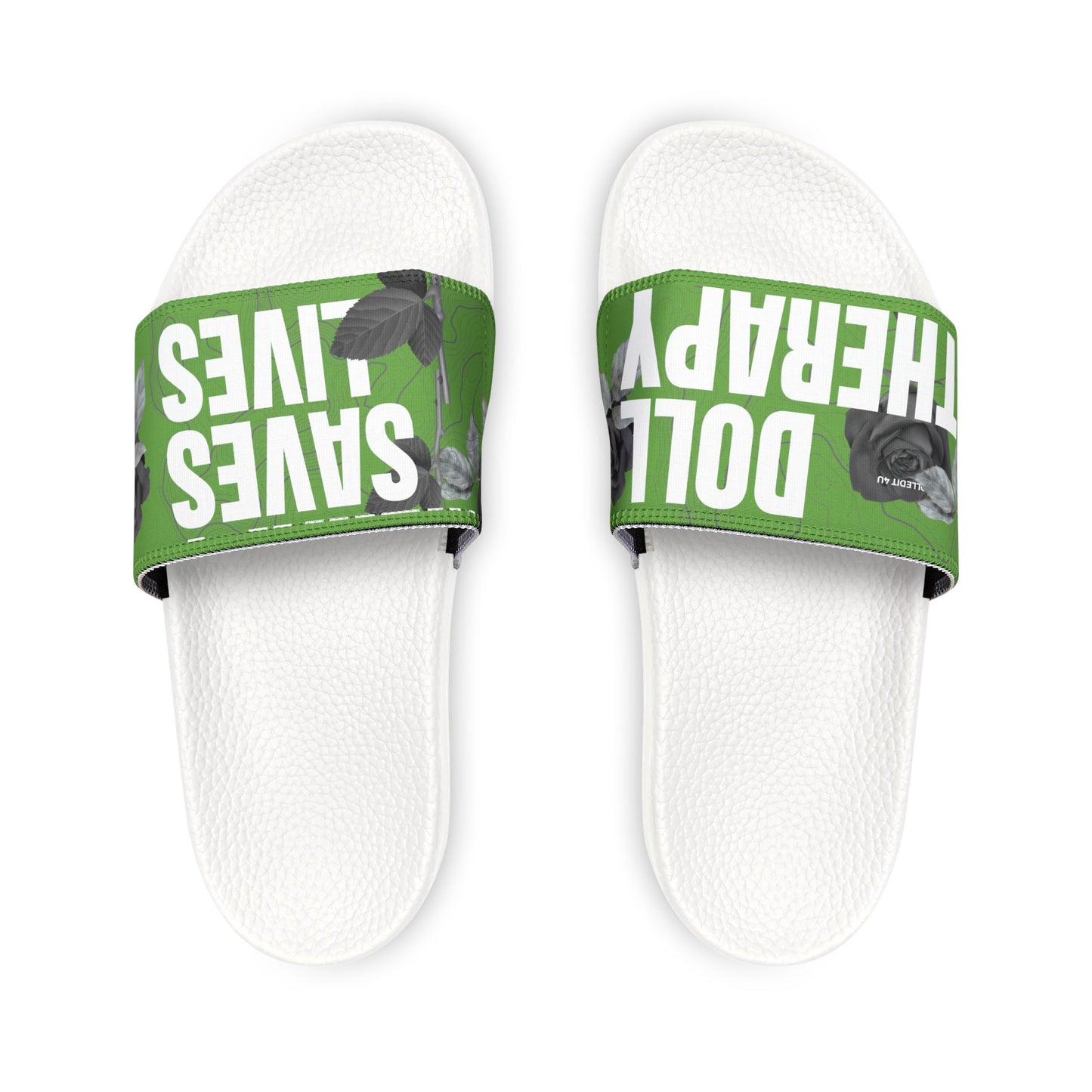 Green Doll Therapy Saves Lives Slide Sandals