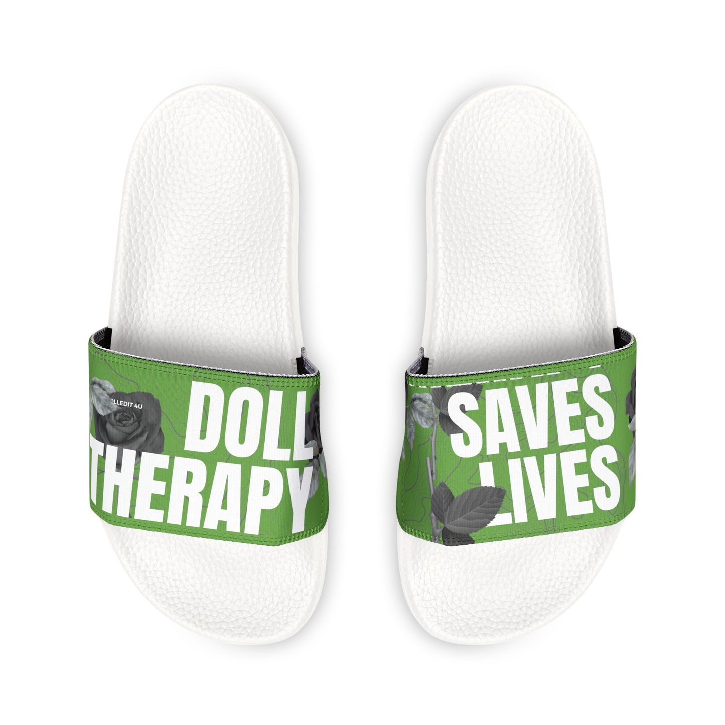 Blue  Doll Therapy Saves Lives Slide Sandals